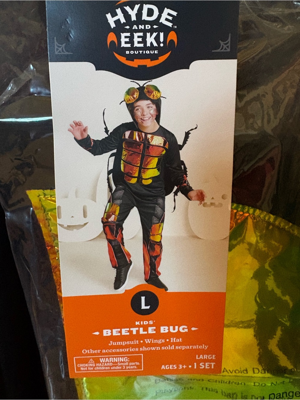 Hyde and Eek! Kids' Beetle Bug Costume - Black with Iridescent Orange